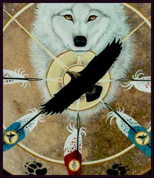 Close up White Wolf/ Eagle drum
